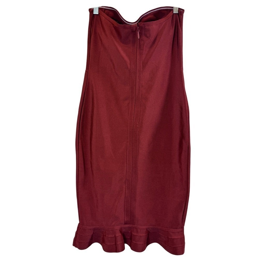Strapless Bodycon Dress Party Cocktail Wedding Guest Club Event Evening Maroon - Picture 4 of 9